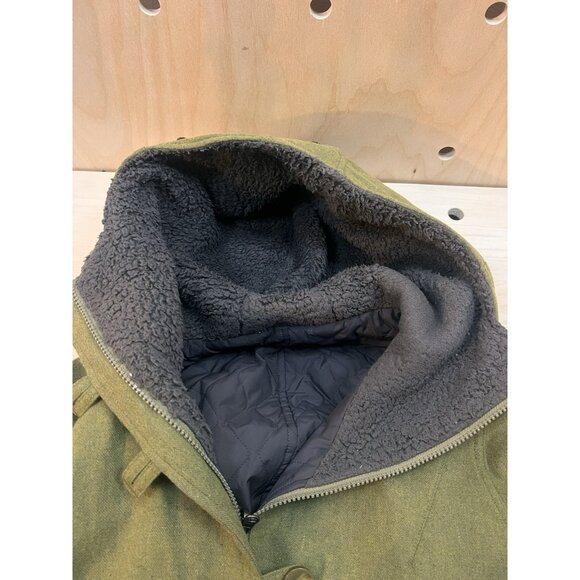 Patagonia Merino Wool Blend Hooded Jacket Reversible Green Gray Quilted Size M - Picture 11 of 16